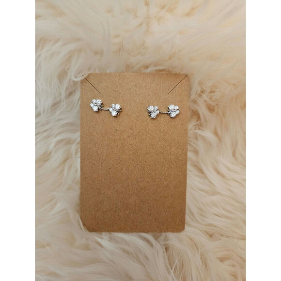 NEW Silver Crystal Rhinestone Ear Crawler Climber Fashion Earrings, 2 Pairs - Picture 5 of 6